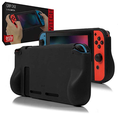 Funda Orzly Comfort Grip Case para la Nintendo Switch – Carcasa protectora con puños de mano rellenos integrados para la parte posterior de la consola Nintendo Switch en su Modo GamePad - SMOKEY SLATE