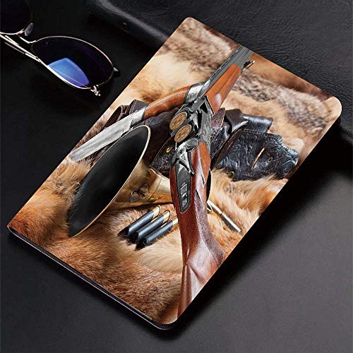 Funda para iPad (9,7 Pulgadas, 2018/2017 Modelo, 6ª / 5ª generación), Decoración de caza, materiales de caza en piel Rifle Cartucho de munición Cu,Slim PU Protectora Carcasa con con Auto-Sueño/Estela Funda para iPad (9,7 Pulgadas, 2018/2017 Modelo, 6ª / 5ª generación), Decoración de caza, materiales de caza en piel Rifle Cartucho de munición Cu,Slim PU Protectora Carcasa con con Auto-Sueño/Estela