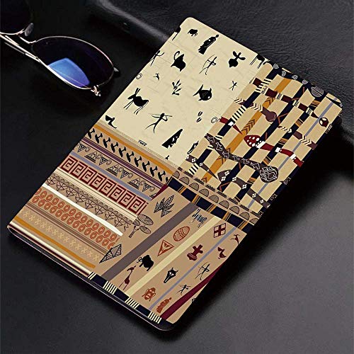 Funda para iPad (9,7 Pulgadas, 2018/2017 Modelo, 6ª / 5ª generación), Primitivo, Animales de caza en el desierto Patrones de máscara tribal de ser,Slim PU Protectora Carcasa con con Auto-Sueño/Estela Funda para iPad (9,7 Pulgadas, 2018/2017 Modelo, 6ª / 5ª generación), Primitivo, Animales de caza en el desierto Patrones de máscara tribal de ser,Slim PU Protectora Carcasa con con Auto-Sueño/Estela