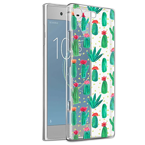 Funda Sony Xperia XZ1, Eouine Cárcasa Ultrafina Silicona 3D Transparente con Dibujos [Antigolpes] Gel TPU Protector Bumper Case Cover Fundas para Movil Sony Xperia XZ1 (Cactus)