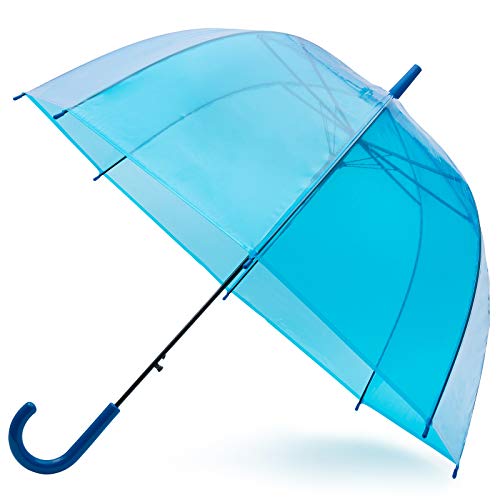 GadHome - Paraguas Transparente Cielo Azul GadHome | Grande 81cm Paraguas Transparente Campana para Hombre/Mujer | Paraguas Transparente Plegable Ligero Azul con Cobertura PVC y Mango en C Azul