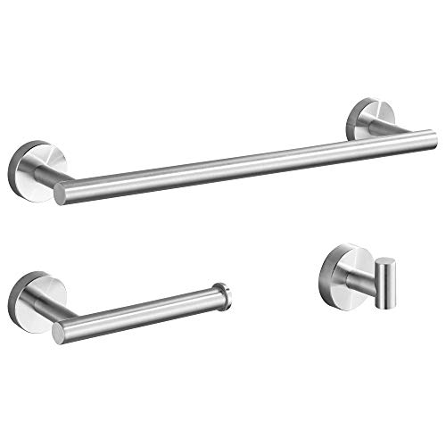 Geruike Juego de Toalleros de Baño - Juego de Accesorios de Baño de Acero Inoxidable de 3 Piezas Barra de Toalla + Portarrollo de Papel Higiénico + Gancho Soportes de Toalla Montados en la Pared Geruike Juego de Toalleros de Baño - Juego de Accesorios de Baño de Acero Inoxidable de 3 Piezas Barra de Toalla + Portarrollo de Papel Higiénico + Gancho Soportes de Toalla Montados en la Pared