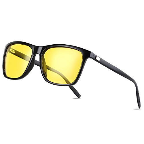 Gimdumasa gafas de sol amarillas vision nocturnas polarizadas conduccion profesionales conducir mujer hombre para conducir de noche GI788 (Montura negra con lente amarilla)