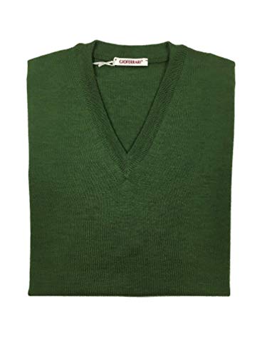 giò ferrari - Camiseta 100% Merino con Cuello en V Verde 56
