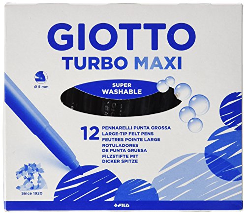 Giotto Turbo Maxi Rotuladores grandes, paquete de 12 unidades, negro