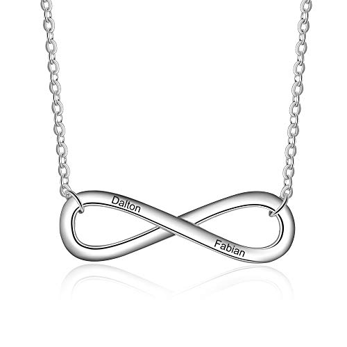 Grand Made Personalizado Infinity Necklace Nombre Personalizado Collar con Collar Promesa Infinita Relación con un Collar de Pareja con Plata Collar de Compromiso con Plata para joyería de la Mujere