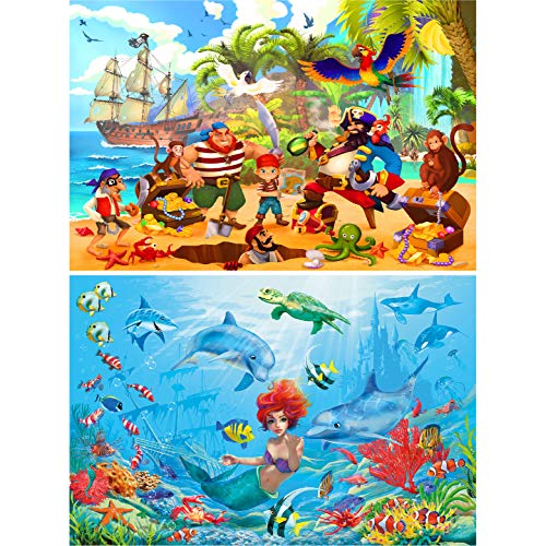 GREAT ART Set de 2 Posters XXL – Aventura Junto al mar - Piratas y Sirenas Mundo Submarino Caza del Tesoro Isla Barco Peces Animales decoración con Delfines (140 x 100 cm) GREAT ART Set de 2 Posters XXL – Aventura Junto al mar - Piratas y Sirenas Mundo Submarino Caza del Tesoro Isla Barco Peces Animales decoración con Delfines (140 x 100 cm)