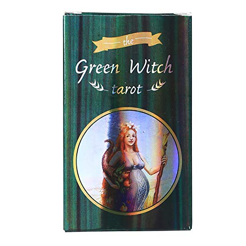 Green Witch Tarot Oracle: 78 Cartas, guía PDF en línea, Juegos de Mesa holográficos terrestres Adivinación para Adultos y niños Juego de Mesa Dobble Playing Card