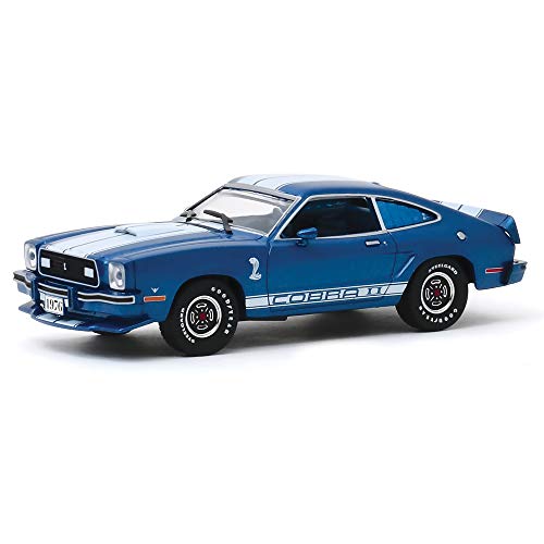 Greenlight 86336 1976 Ford Mustang II Cobra II Cobra II - Escala 1:43 (escala 1:43), color azul y blanco