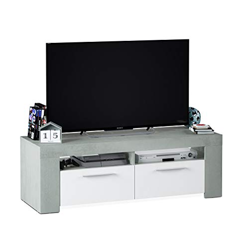 Habitdesign Mueble de Comedor Moderno, modulo TV Salon, Modelo Ambit, Acabado en Color Blanco Artik y Gris Cemento, Medidas: 120 cm (Ancho) x 40 cm (Alto) x 42 cm (Fondo) Habitdesign Mueble de Comedor Moderno, modulo TV Salon, Modelo Ambit, Acabado en Color Blanco Artik y Gris Cemento, Medidas: 120 cm (Ancho) x 40 cm (Alto) x 42 cm (Fondo)