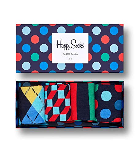 Happy Socks Calcetines Coloridos y Alegres Big Dot Gift Box 4-pack Algodón -Multicolor- 36-40