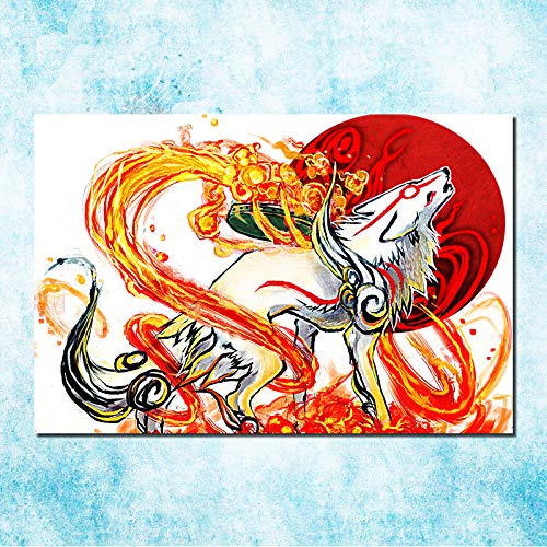 H/F Gangmei Fire Wolf God Art Canvas Poster DIY Estilo Moderno Pintura De Pared Abstracta Imagen Sala De Estar Dormitorio Familiar Pintura De Decoración (Sin Marco) 40X60Cm L4180
