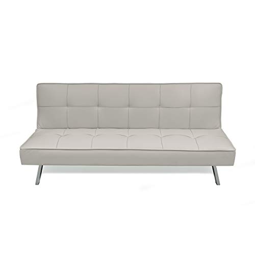 Homely - Sofá Cama de 3 plazas Apertura Clic-clac KOHTAO tapizado en Polipiel de 176 cm (Blanco Crema) Homely - Sofá Cama de 3 plazas Apertura Clic-clac KOHTAO tapizado en Polipiel de 176 cm (Blanco Crema)