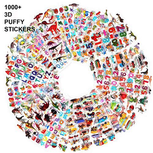 HOWAF Pegatinas para niños, 1000+ 48 Hojas Diferentes, 3D Pegatinas hinchadas, para Infantil de Fiesta cumpleaños Regalo Niño Niña Gratificantes Scrapbooking, Letras, números, Dinosaurios, Autos HOWAF Pegatinas para niños, 1000+ 48 Hojas Diferentes, 3D Pegatinas hinchadas, para Infantil de Fiesta cumpleaños Regalo Niño Niña Gratificantes Scrapbooking, Letras, números, Dinosaurios, Autos