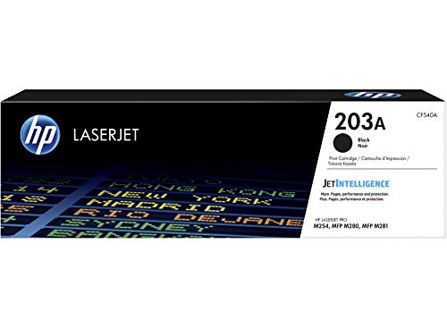 HP 203A CF540A, Negro, Cartucho Tóner Original, de 1.400 páginas, para impresoras HP Color LaserJet Pro serie 254, 280 y 281 HP 203A CF540A, Negro, Cartucho Tóner Original, de 1.400 páginas, para impresoras HP Color LaserJet Pro serie 254, 280 y 281