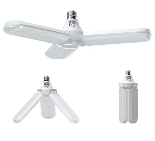 HZSANUE LED de Garaje Lámpara,Blanco Frío 45W E27 6500K 4000Lm,Lámpara de taller deformable con 3 paneles ajustables,para Garajes, Sótanos, Talleres, Almacenes(paquete de 1) HZSANUE LED de Garaje Lámpara,Blanco Frío 45W E27 6500K 4000Lm,Lámpara de taller deformable con 3 paneles ajustables,para Garajes, Sótanos, Talleres, Almacenes(paquete de 1)
