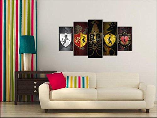 IKDBMUE Lienzo sobre Cartel De Casa del Desembarco del Rey Fondo Decoracion Pared 5 Piezas Modernos No Tejido Mural Fotos para Salon,Dormitorio,Comedor Abstract Paintings IKDBMUE Lienzo sobre Cartel De Casa del Desembarco del Rey Fondo Decoracion Pared 5 Piezas Modernos No Tejido Mural Fotos para Salon,Dormitorio,Comedor Abstract Paintings