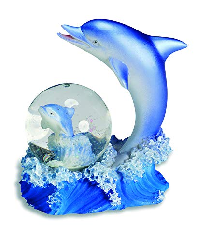 impexit - Bola de nieve de delfín con figura de delfín en resina, 9,5/8,5/7,5 cm (c)