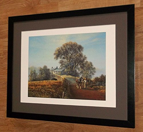 Impresión de Bill Haines - Deberes Done, marco de 50 x 40 cm, arte de pared de caballo de trabajo