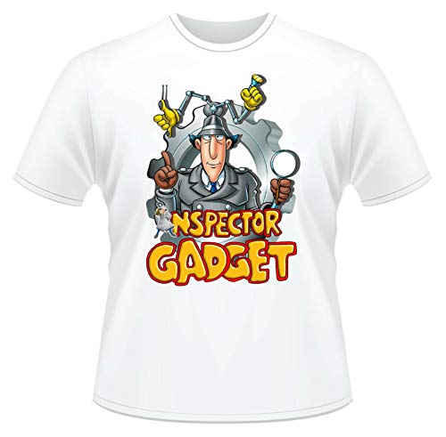 Inspector Gadget, Funny T-Shirt Boys Girls Kids Ideal Gift Cartoon Short Sleeve Cotton tee Tops-White,XL
