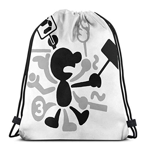 Jard-Baby Mr. Game and Watch Sport Sackpack Mochila con cordón Saco de Bolsa de Gimnasio