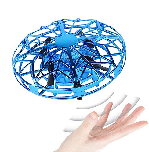 JCT Dron para Niños Mini Drone UFO Flying Ball para Niños de 4-10 Nños Juguetes Voladores Controlados A Mano, Bola De Helicóptero Rotación de 360 ° y Luces LED Niños Niños Niñas Juguetes (Azul)