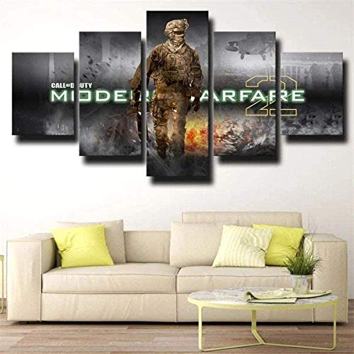 JIANGDL Call Duty Modern Warfare Emblem Impresiones en Lienzo 5 Piezas Lienzo Arte de la Pared Decoración de Pared Moderna decoración de la Sala de Estar del hogar Cartel de Regalo Creativo