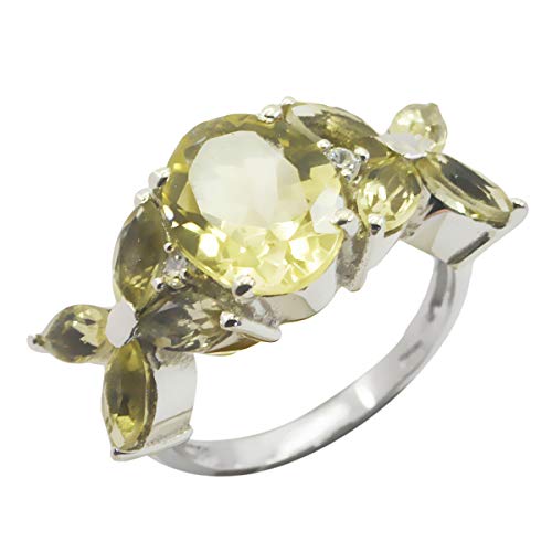 joyas plata piedra preciosa natural multi forma multi piedra facetada anillos de cuarzo limón - anillo de plata 925 cuarzo limón amarillo - nacimiento de abril aries