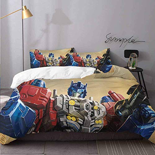 Juego de ropa de cama de 3 piezas con estampado digital 3D de Optimus Prime Transformers, juego de ropa de cama de 3 piezas
