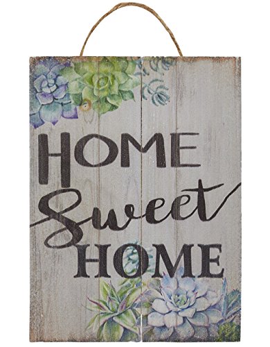 Juvale Home Sweet Home - Adorno de pared de madera, diseño de flores, decoración natural, sala de estar, pasillo, patio, 20,3 x 15 x 2,3 cm