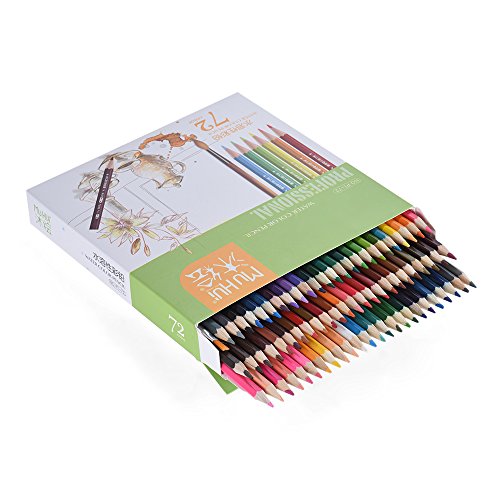 KKmoon 72 color Premium pre-sharpened agua soluble en agua lápices de colores Set con cepillo para niños adultos artista arte dibujo escritura arte para colorear libros