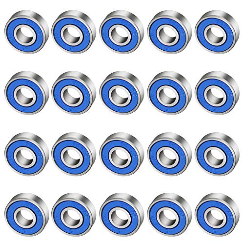 KLYNGTSK 20 PCS Antifricción para Monopatín 608rs Cojinetes de Patines de Rueda ABEC-9 Miniatura Radial Rodamientos Cojinetes de Bolas de Ranura para Monopatines, Patines (8mm x 22mm x 7mm)