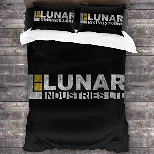 KUKHKU Lunar Industries Moon Juego de ropa de cama de 3 piezas con funda de edredón de 86 x 70 pulgadas, decorativo de 3 piezas con 2 fundas de almohada