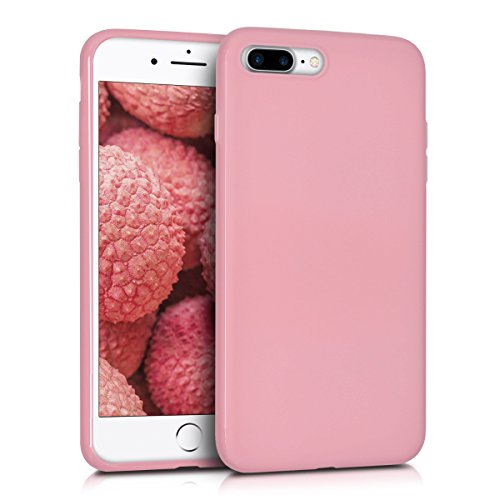 kwmobile Funda Compatible con Apple iPhone 7 Plus / 8 Plus - Carcasa de TPU Silicona - Protector Trasero en Rosa Claro Mate