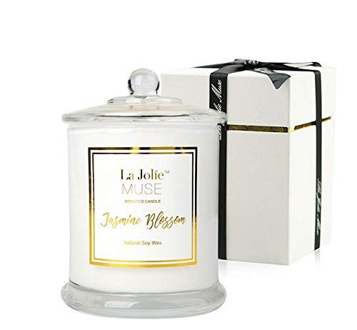 La Jolíe Muse Vela aromatica - Vela perfumada de jazmín, Vela aromatica Grande, Vela Jazmin, Vela Decorativa, Vela aromatica para Regalo, 50-65 Horas