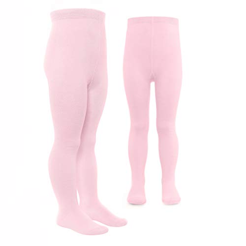 LaLoona Leotardos bebe Pack 2 Ud. - Medias elásticas para bebé niña y niño con cintura ancha y alto contenido de algodón - 98/104 (aprox. 3 años) - rosa