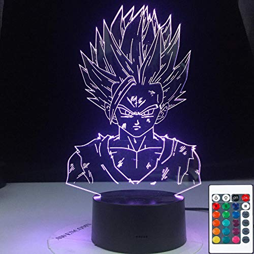 Lámpara de ilusión 3D Led Night Light Dragon Ball Z Gohan Figura Decoración de dormitorio infantil Cool Kids Gift Anime Gadget Dragon Ball