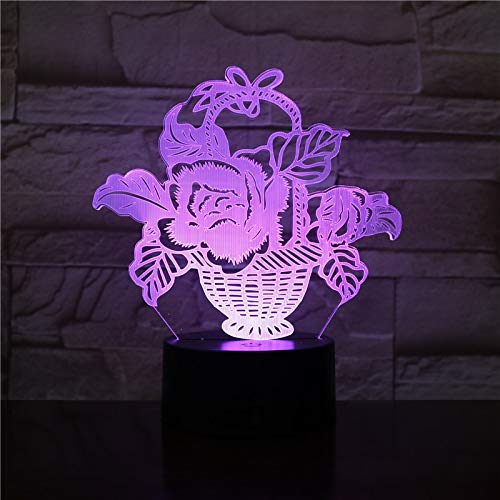 Lámpara de mesa 3D lámpara de mesa en forma de flor multicolor LED luz nocturna acrílico USB iluminación para dormir regalo
