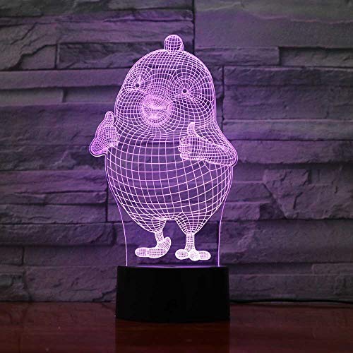 Lámpara de mesa creativa 3D pollo de dibujos animados LED juego de luz nocturna multicolor acrílico luz decorativa regalo