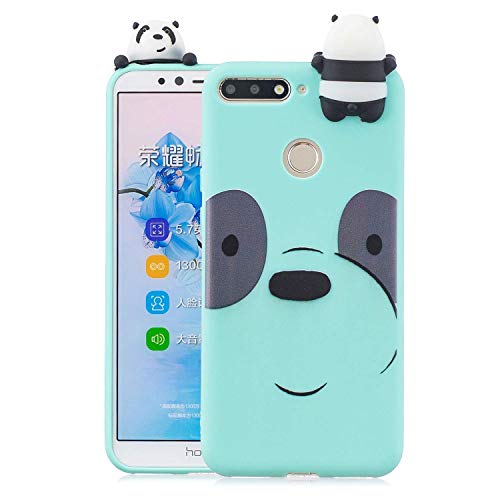 LAXIN Cute Panda TPU Cover for Huawei Honor 7A,Soft 3D Silicone Case,Cute Animal Rubber Cover,Cool Kawaii Cartoon Gel Case for Kids Girls Fun Soft Silicone Shell - Mint Green