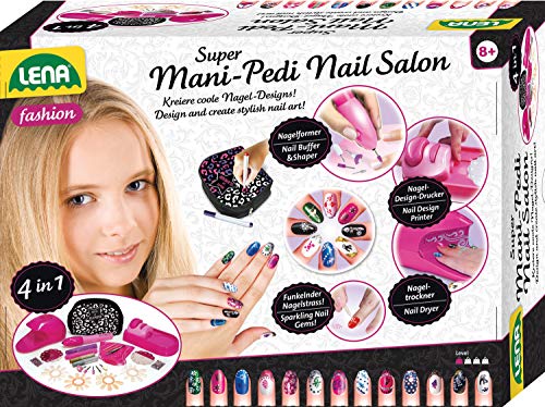Lena-Super Mani Pedi Nail, 4 en 1 Estudio, Juego Completo para embellecer, salón de uñas para niñas a Partir de 8 años, Color Cuidado (SiMM Spielwaren GmbH 9725659)