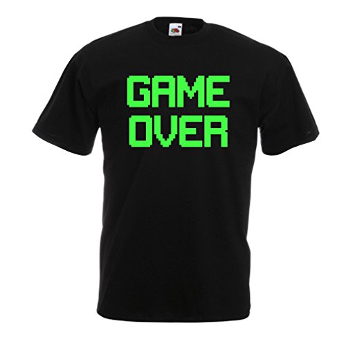 lepni.me Camisetas Hombre Das Spiel ist aus! Retro-Gaming, lustige Video-Gamer-Kleidung (Large Negro Verde)