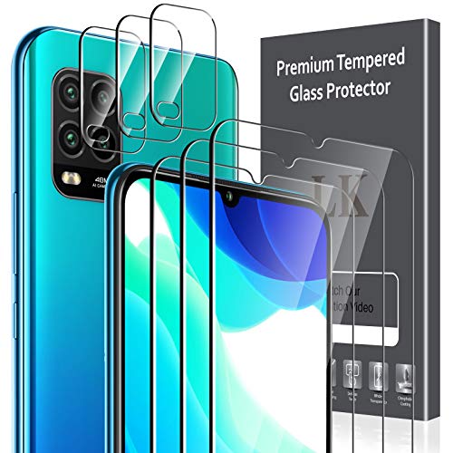 LK Compatible con Xiaomi Mi 10 Lite 5G Protector de Pantalla,3 Pack Cristal Templado y 3 Pack Protector de Lente de cámara, Doble protección