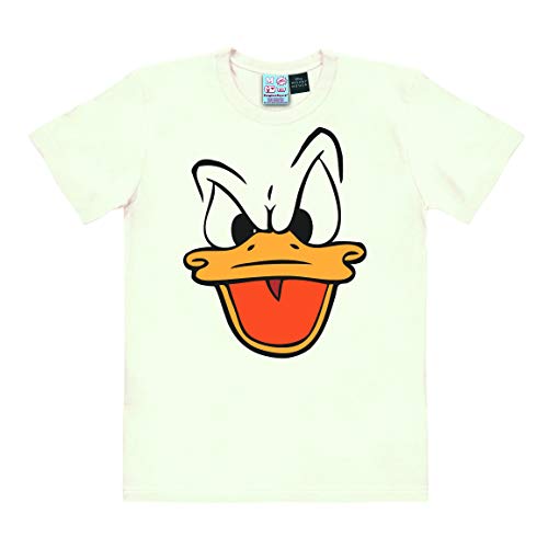 Logoshirt - Disney - Pato Donald - Cara - Camiseta Hombre - Blanco Antiguo - Diseño Original con Licencia, Talla L