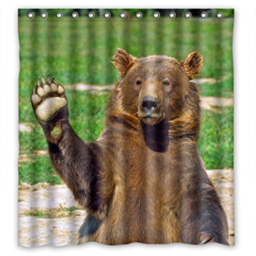 Lovely marrón oso cortina de ducha mide 66 (W) x72 '(H)