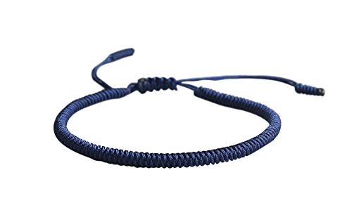 LUCKY BUDDHIST Pulsera budistas tibetanas + Colgante/Collar! para Mujeres Hombre Adolescente. Tamaño Ajustable para Casi Cualquier Mano. Hecho a Mano de Cuerda. Muchos Tipos Disponibles (Azul Oscuro)