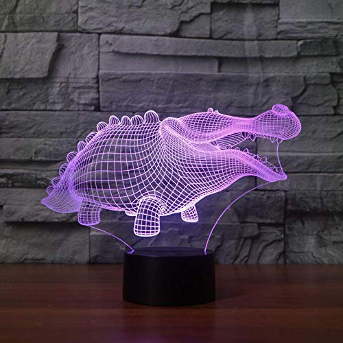 Luz de noche de cocodrilo abstracta LED acrílico multicolor lámpara de mesa 3D decoración regalo de la habitación de los niños