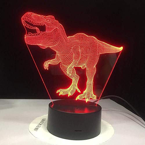 Luz nocturna 3D con control remoto New Dinosaur Jurassic World Triceratops Luz nocturna LED 3D Lámpara para dormir de escritorio Dormitorio de juguete para niños creativos Decoración para el hoga