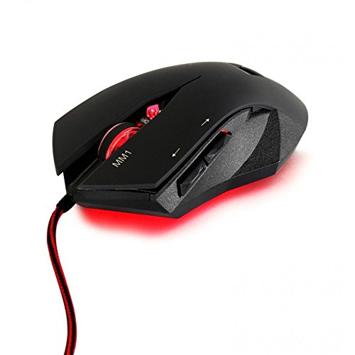 Mars Gaming MM1 - Ratón gaming para PC (3200 DPI, iluminación LED, 5 millones de pulsaciones, 6 botones gaming, ambidiestro, ergonómico, USB), color negro