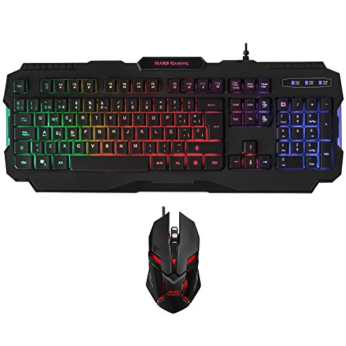 MARSGAMING Pack Gaming de Teclado y ratón (iluminación RGB, 15 Teclas de función, antighosting, 4000 dpi, Sensor óptico, 6 Botones) MARSGAMING Pack Gaming de Teclado y ratón (iluminación RGB, 15 Teclas de función, antighosting, 4000 dpi, Sensor óptico, 6 Botones)